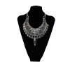 N-5441 Bohemian Women Jewelry Vintage Gold/Silver Chain Alloy Carving Acrylic Flower Round Figure Tassels Hollow Wide Statement Necklaces