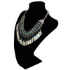 N-5431 Gypsy silver coin tassel colorful beads tassel choker trible statement necklace