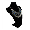 N-5431 Gypsy silver coin tassel colorful beads tassel choker trible statement necklace