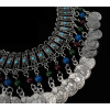 N-5431 Gypsy silver coin tassel colorful beads tassel choker trible statement necklace