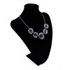 N-5438 Hot New Fashion Vintage Style Blue Black Crystal Alloy Gun Black Plated Statement Necklace Women Jewelry