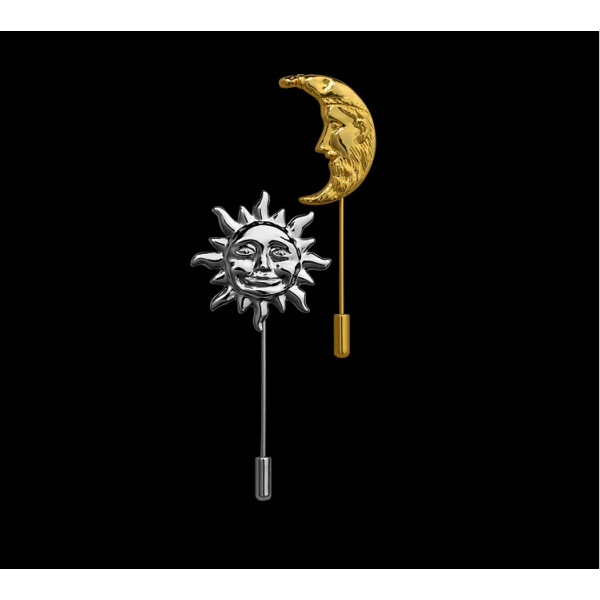 P-0178 Baroque style gold plated vintage solar deity collar pin brooch