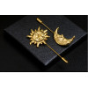 P-0178 Baroque style gold plated vintage solar deity collar pin brooch