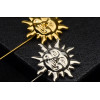 P-0178 Baroque style gold plated vintage solar deity collar pin brooch
