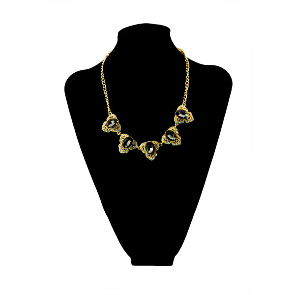 N-5450 European style gun black/gold plated alloy black/blue gemstone pendant necklace