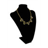 N-5450 European style gun black/gold plated alloy black/blue gemstone pendant necklace