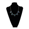 N-5450 European style gun black/gold plated alloy black/blue gemstone pendant necklace