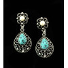 E-3470 Bohemian vintage women jewelry bronze plated charm green crystal resin big flower long dangle earrings