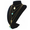 N-5447 European and American retro multi-layer Bohemian gold silver plated long chain turquoise pendant necklace