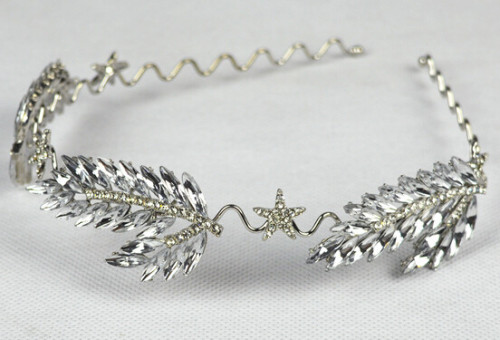 F-0230 fashion style silver plated alloy rhinestone crystal wheat star headband hair jewelry