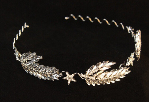 F-0230 fashion style silver plated alloy rhinestone crystal wheat star headband hair jewelry