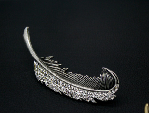 F-0243 fashion style silver/gold alloy feather rhinestone hairclip hair jewelry
