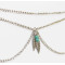 N-5465 Europe style silver gold multilayer chain blue bead leaves tassel armbamd arm chain bracelet