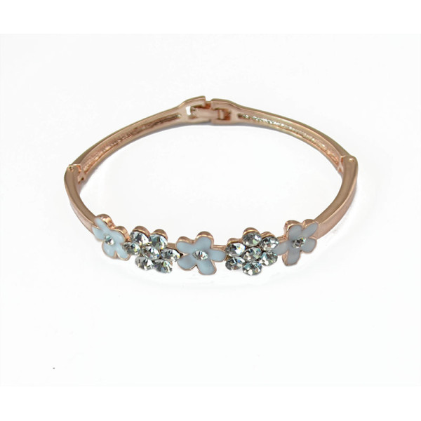 B-0486 Korean gold plated fashion crystal diamond flower heart women bangles