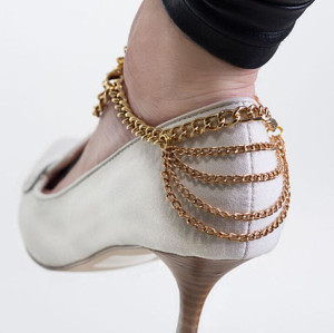 B-0485 Europe Fashion Style Gold Plated Charm Rhinestone Multilayer Chains Tassels Foot Anklets
