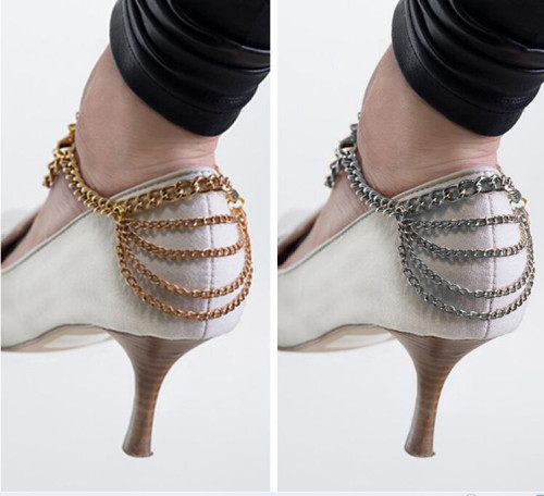 B-0485 Europe Fashion Style Gold Plated Charm Rhinestone Multilayer Chains Tassels Foot Anklets