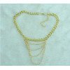 B-0485 Europe Fashion Style Gold Plated Charm Rhinestone Multilayer Chains Tassels Foot Anklets