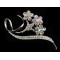 P-0173 fashion style silver plated alloy full rhinestone flower brooch