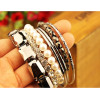 B-0487 Bohemian Ethnic Style Beaded Multi Mash Wild exaggeration Nightclub Jewelry Bangle (6PCS)