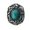 R-1202 Bohemian Vintage Turquoise Tibetan Silver Oval Big Size Adjustable Exaggerated Rings for Women Jewelry