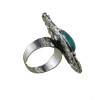 R-1202 Bohemian Vintage Turquoise Tibetan Silver Oval Big Size Adjustable Exaggerated Rings for Women Jewelry