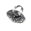 R-1202 Bohemian Vintage Turquoise Tibetan Silver Oval Big Size Adjustable Exaggerated Rings for Women Jewelry