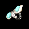 R-1203 Vintage Style 8 Letter Turquoise Rings Antique Silver Plated Women Flower Turquoise Rings Opening Rings
