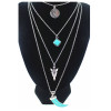 N-5447 European and American retro multi-layer Bohemian gold silver plated long chain turquoise pendant necklace