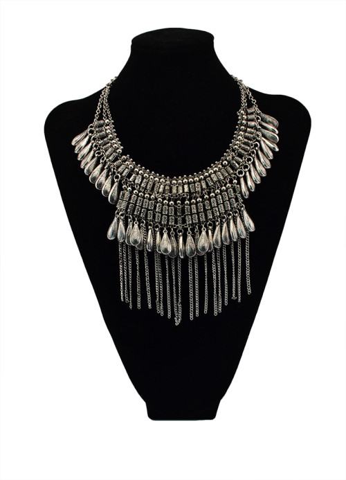 N-5473 European 2015 new design statement necklace gold/silver plated pendant tassel necklaces choker for fashion women