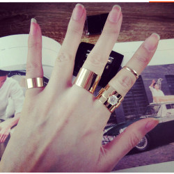 R-1209 Fashion punk street  flash diamond crystal ring ring ring Korean  female finger ring set (4 pcs)