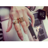 R-1209 Fashion punk street  flash diamond crystal ring ring ring Korean  female finger ring set (4 pcs)