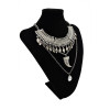 N-5481 European style silver plated chunky chain colorful rhinestone leaf ox horn crystal drop pendant  necklace statement 2015