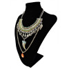 N-5481 European style silver plated chunky chain colorful rhinestone leaf ox horn crystal drop pendant  necklace statement 2015