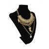 N-5481 European style silver plated chunky chain colorful rhinestone leaf ox horn crystal drop pendant necklace statement 2015