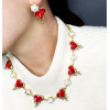 N-5476  E-3472 European style  pearl heart-shaped red ruby stone necklace earrings sets