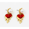 N-5476  E-3472 European style  pearl heart-shaped red ruby stone necklace earrings sets