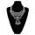 N-5489 New European Brand Luxury Fashion Women Silver Pearl Rhinestone Large Pendant Statement Choker Necklace