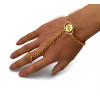B-0501 Gothic vintage silver / gold plated eye slave bracelet with ring