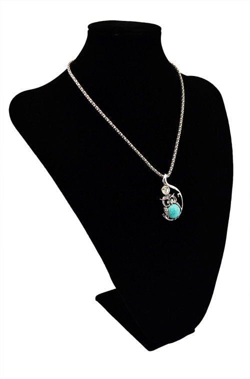 N-5497 Bohemian New Fashion Women Long Chain Crystal Turquoise Owl Pendant Necklace