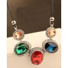 N-3804 Europe Style Leather Rope Chain Exaggerated Big Gem Crystal Choker Necklace