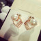 E-3163 Korea style gold palted alloy rhinestone multi-level square pearl cute stud earrings