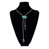 N-5495 Fashion style gold silver plated alloy blue long chain crystal turquoise pendant necklace