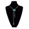 N-5495 Fashion style gold silver plated alloy blue long chain crystal turquoise pendant necklace