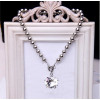 N-3929 Europea Style handmade big glass crystal pendant silver mental round ball chain  statement choker chunky  necklace