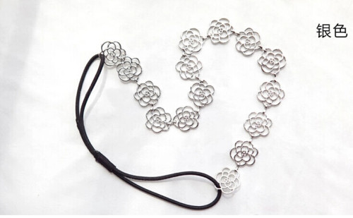 F-0008 New Comming Women hollow out silver/ gold/Bronze plated rose flower necklace/ Headband F-0008