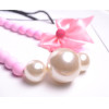 N-3811 Korea style  Beads Chain Silk Bowknot Big Pearl Choker Necklace