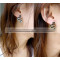 Punk retro silver bronze  tone metal double snake earring ear stud E-1195