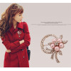 P-0163 Korean style pearl flower scarf buckle alloy rhinestone collar pin brooch
