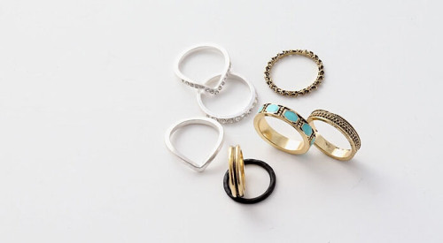 R-1182 fashion korea  black/blue bead bronze silver retro midi  ring  8pcs/set