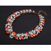 N-3935 New Vintage Z*A Style Antique Gold Plated  Alloy White Pearl Flower Rhinestone Colorful  Crystal Statement Choker Necklace